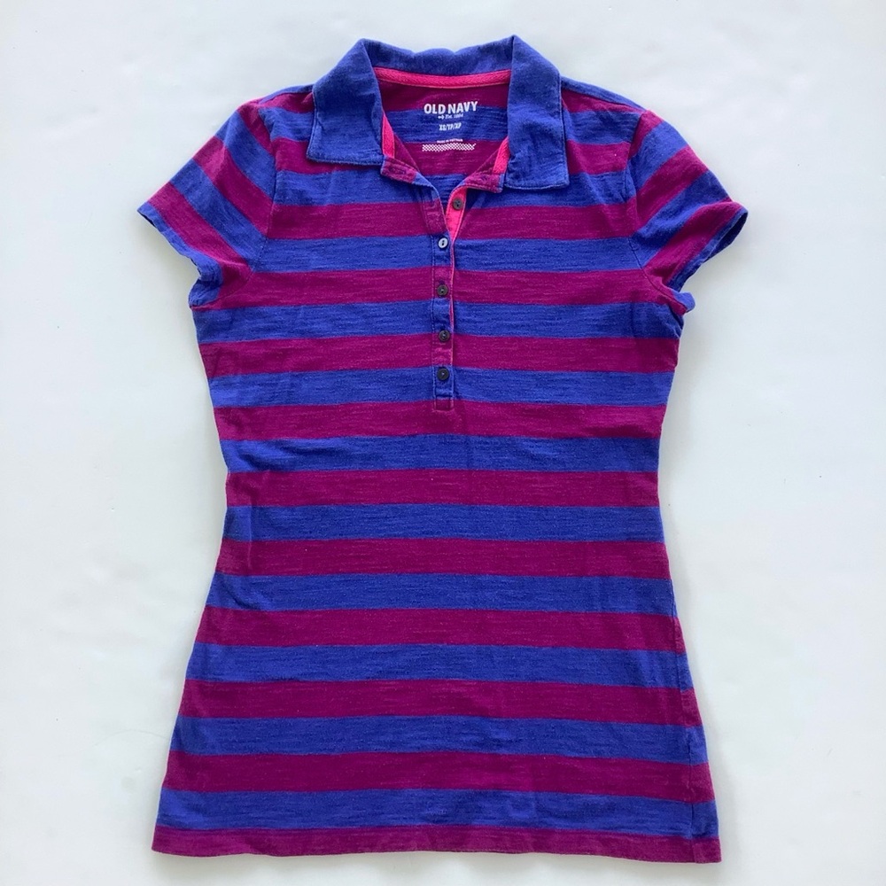 Old Navy Striped Polo Tunic - Blue & Magenta